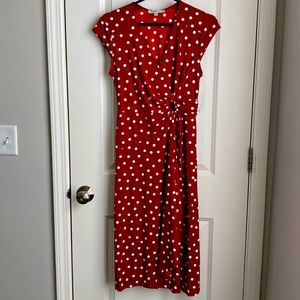 Red and white polka dot dress